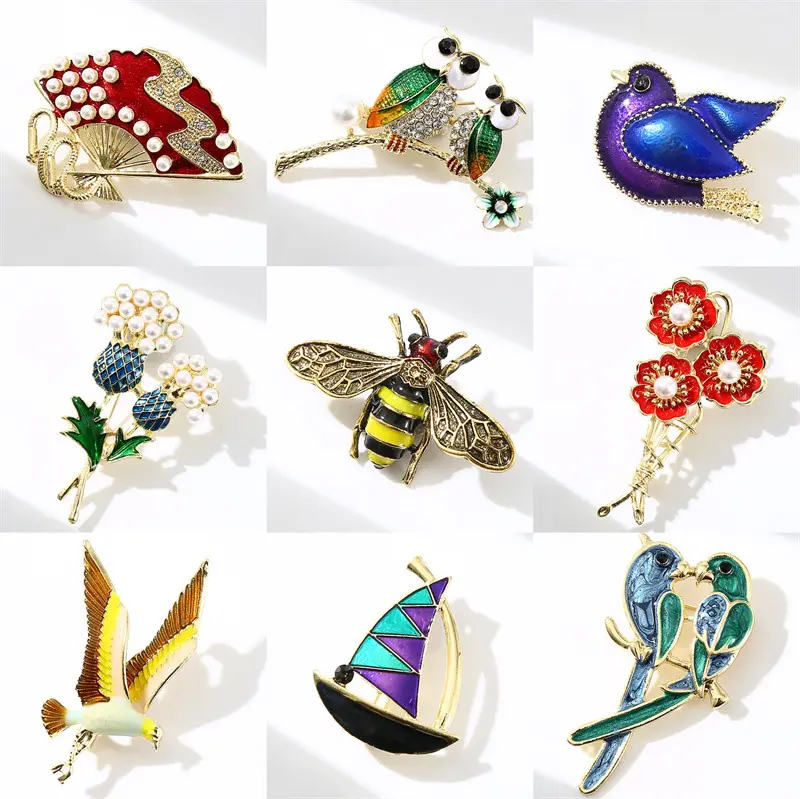 Elegant Men's Suit Lapel Pins Multi-ple Design Painted Colorful Brooches Wholesale BC-1028