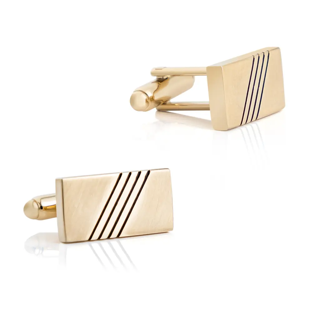 Cufflink ManufacturerWholesale Rectangular Gold...