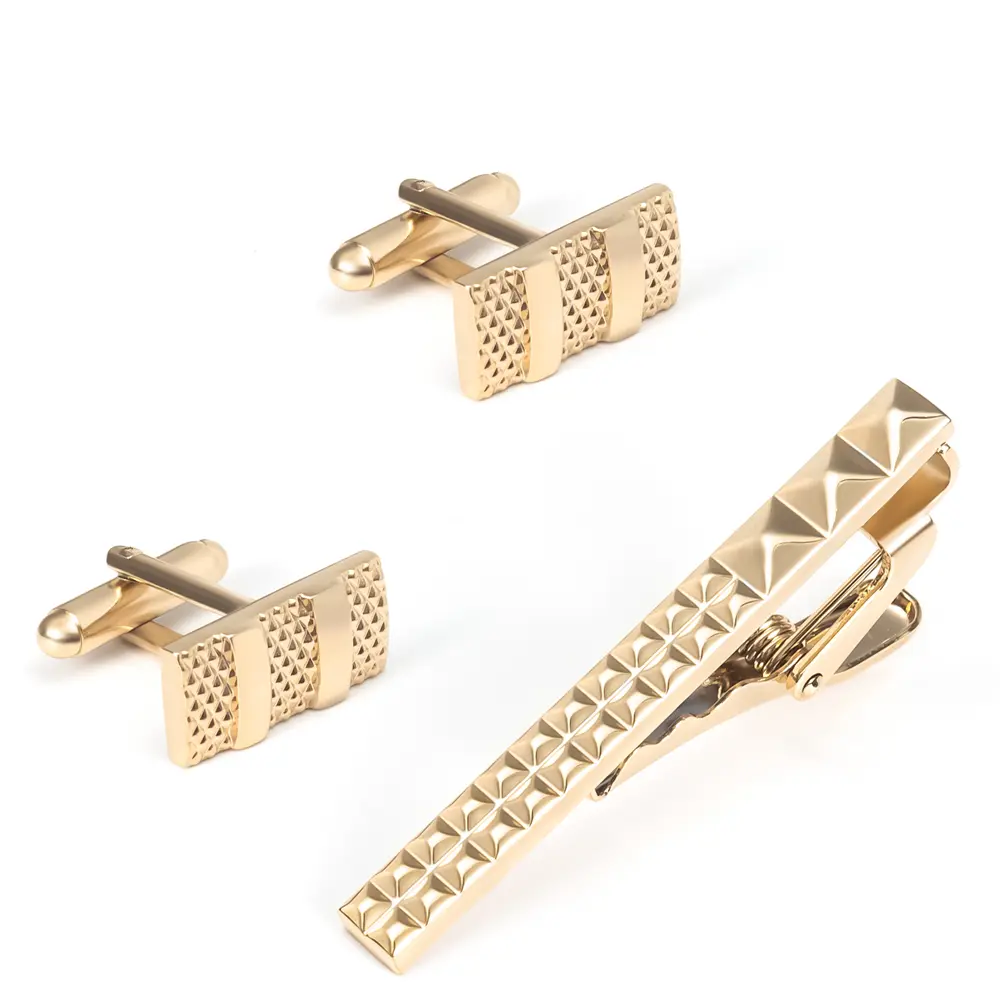 JINJIE Men Luxury Gold Plated Cuff Links & Tie ...