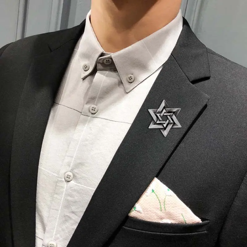 Personalized Vintage Hexagram Brooch for Men and Women Suit Accessories BC-1058