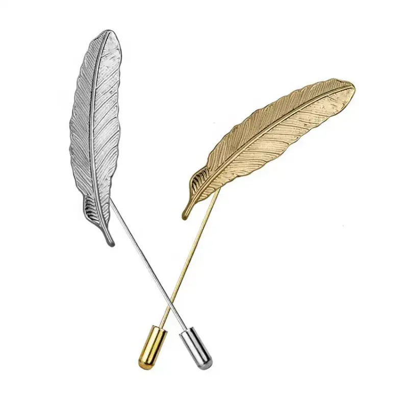 Men Metal Brooch Pin Vintage Feather Leaf Lapel...