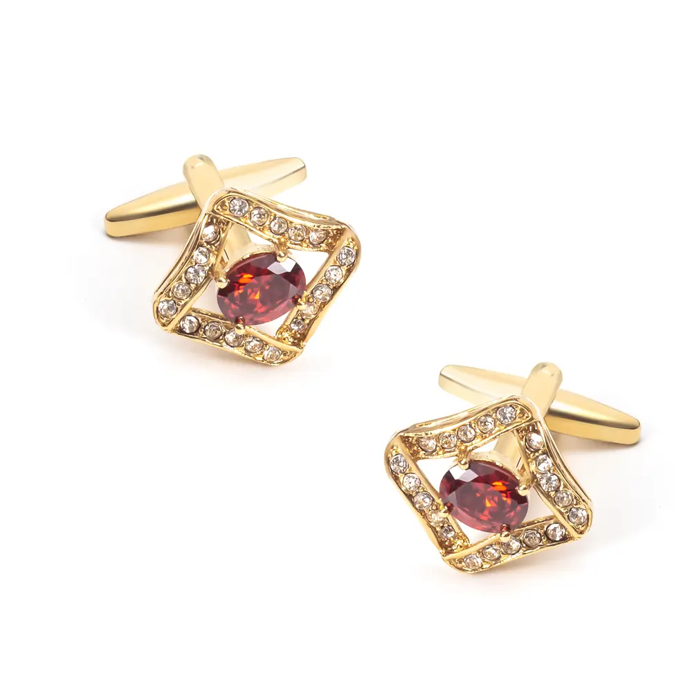 Luxury High Quality 18K Gold Plated Red Stone Z...