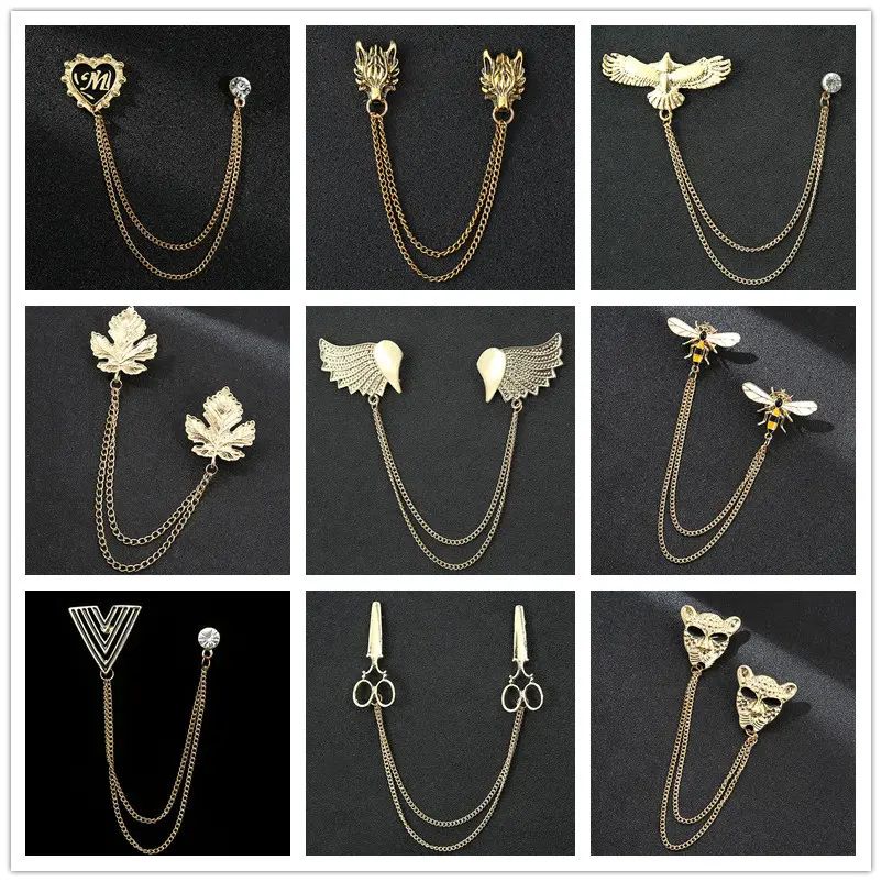 Vintage Men's Eagle, Leopard, Bee & Scissors Shape Broches Pins With Pins BC-1032