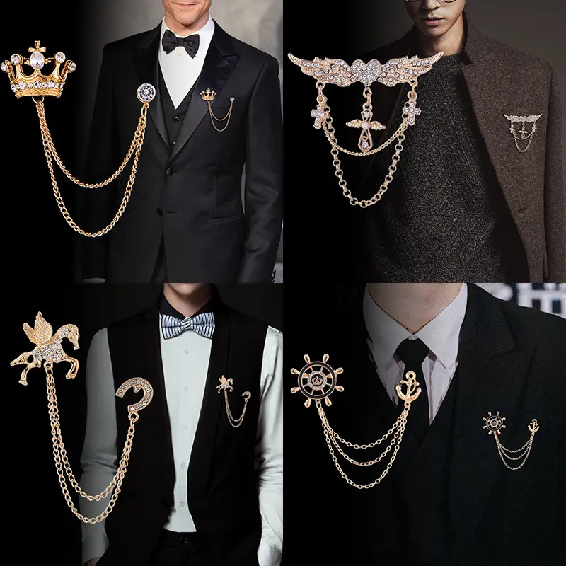 Manufacturer Vintage Cross Suit Chain Pin Brooc...