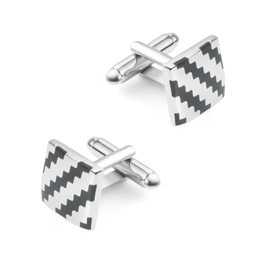 Factory Low Price Black & Silver Striped Square...