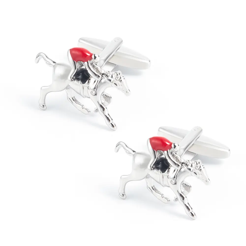 Novelty Silver Plated Racing Horses with Jockey...