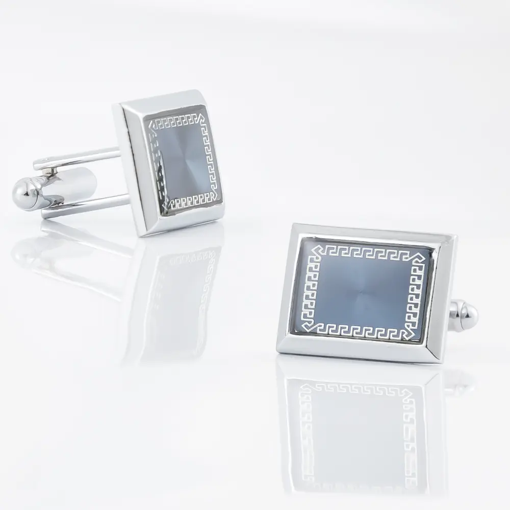 Factory Wholesale Classic Silver & Blue Cufflin...