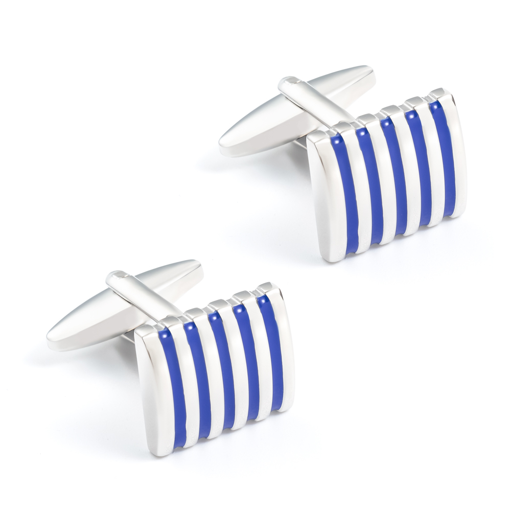 Wholesale Blue Strip Enamel Cufflinks Custom Me...