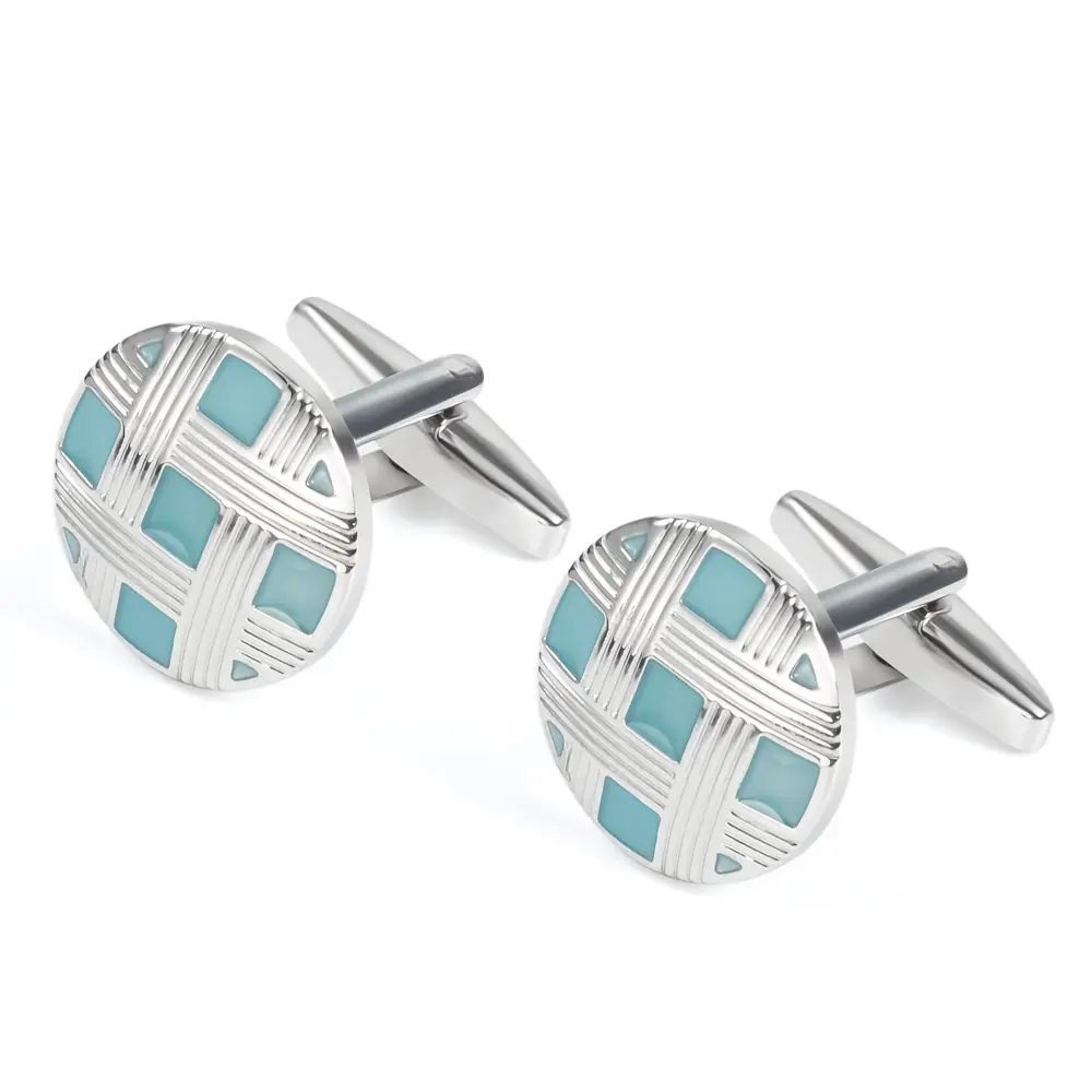 Factory Round Silver & Blue Enamel Lattice Cuff...