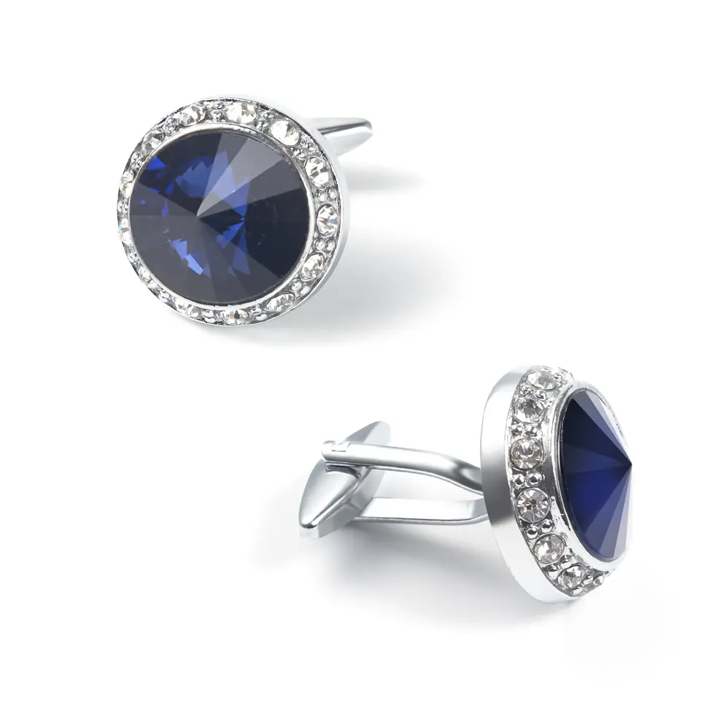 Wholesale Fashion Round Blue Custom Stone Silve...