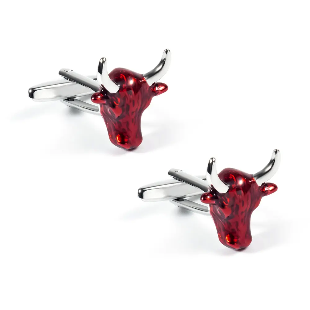 Fashion French Men's Shirt Red Bull Cufflinks Enamel Animal Design Hot Selling CC0034