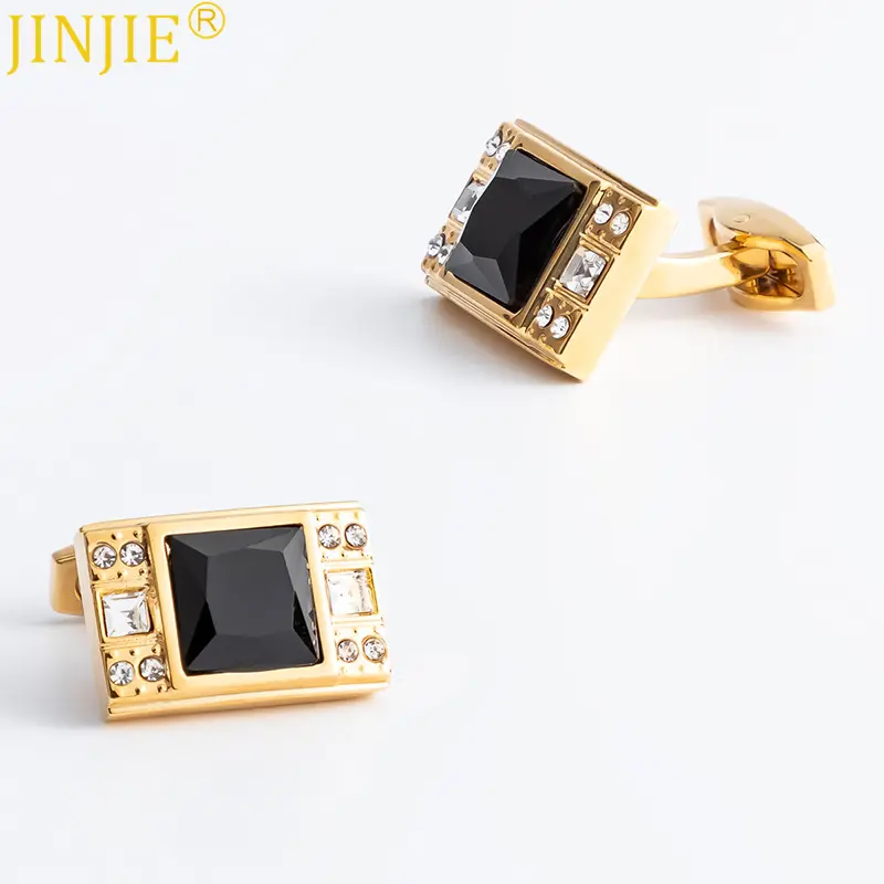 Factory Supply Square Black Onyx Golden Plated ...