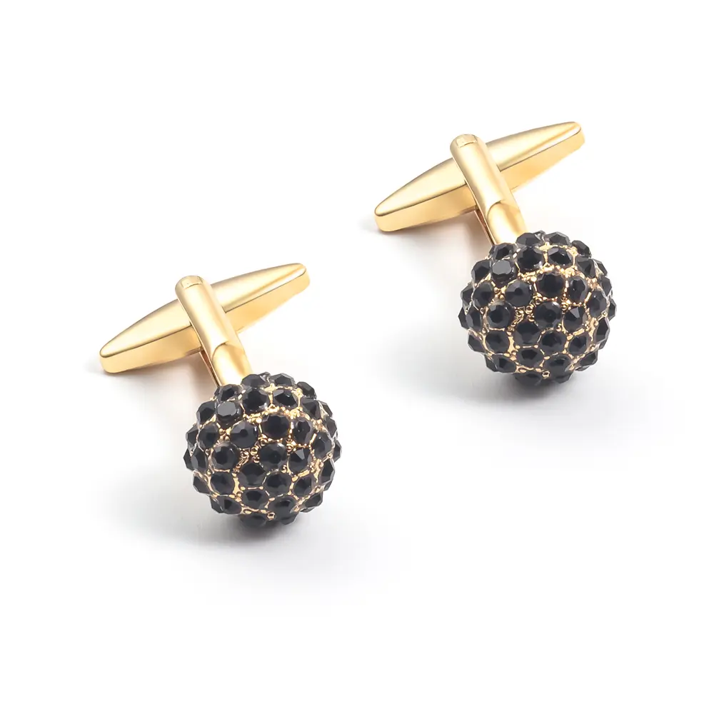 Luxury Crystal Cufflinks Wholesale Round Gold P...