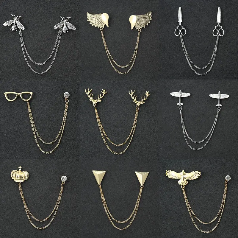 Amazon Hot SellingStylish Minimalist Men's Chain Anchor Glasses & Deer Head Brooches Wholesale BC-1004