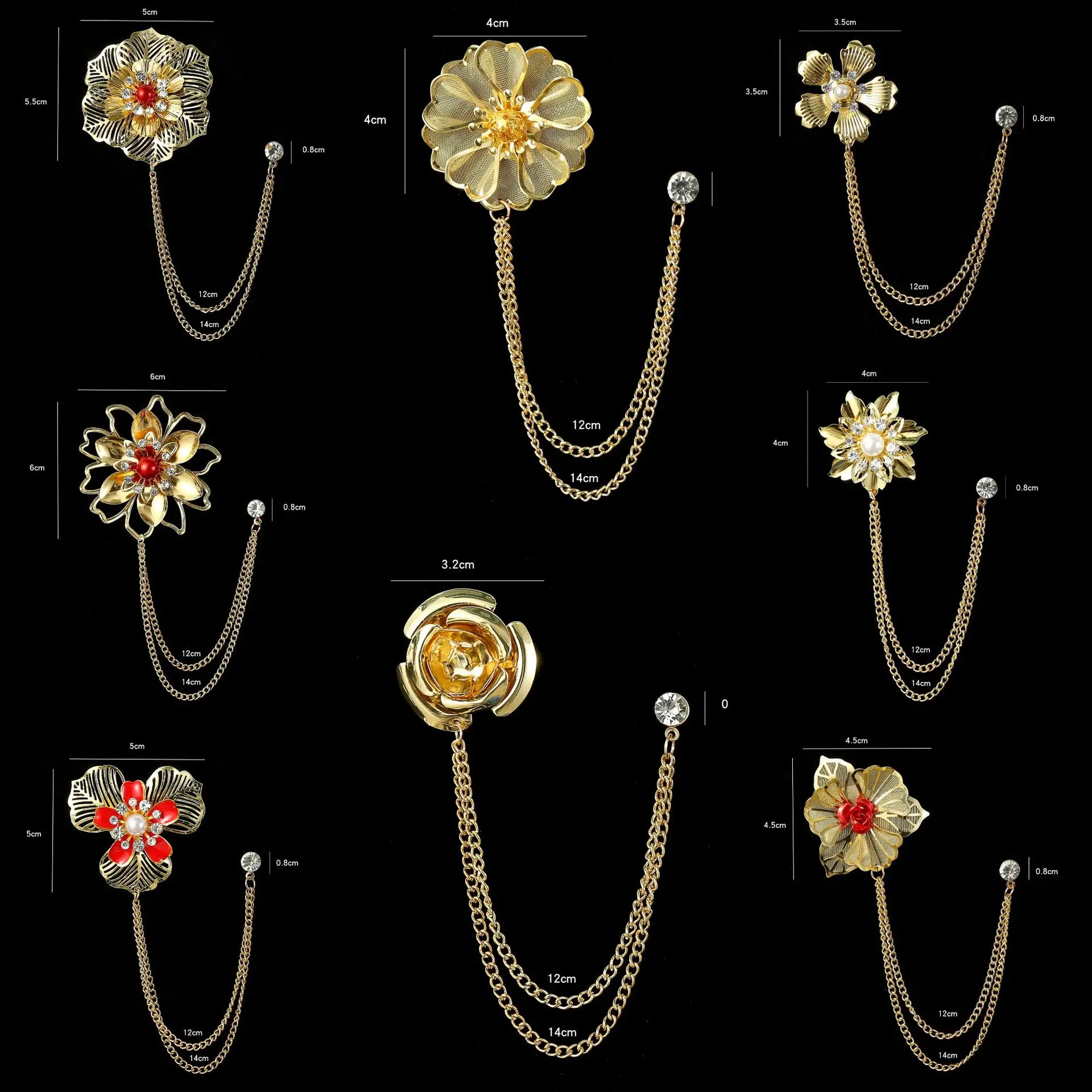 Elegant Gold Metal Floral Brooch Men's Wedding ...