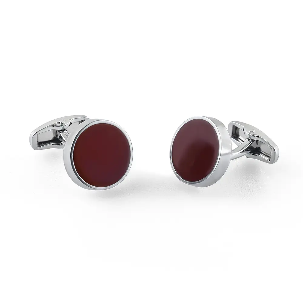 JINJIE factory Solid Dark Red Maroon Cufflinks ...