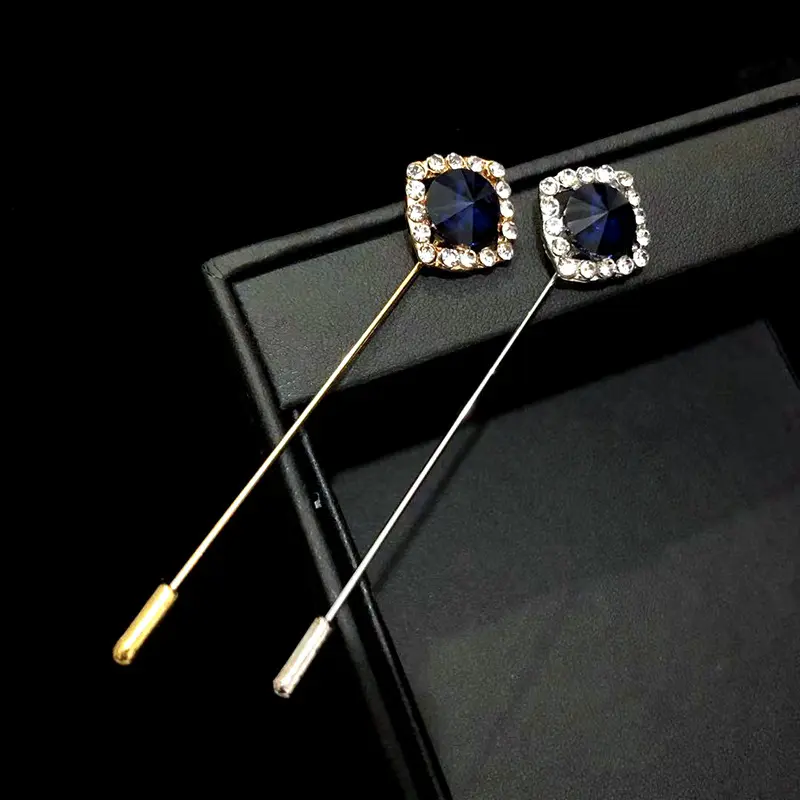 Bulk Wholesale Luxury Gemstone Inlaid Bar Pin Brooch Metal Lapel Pins Gifts BC-1044