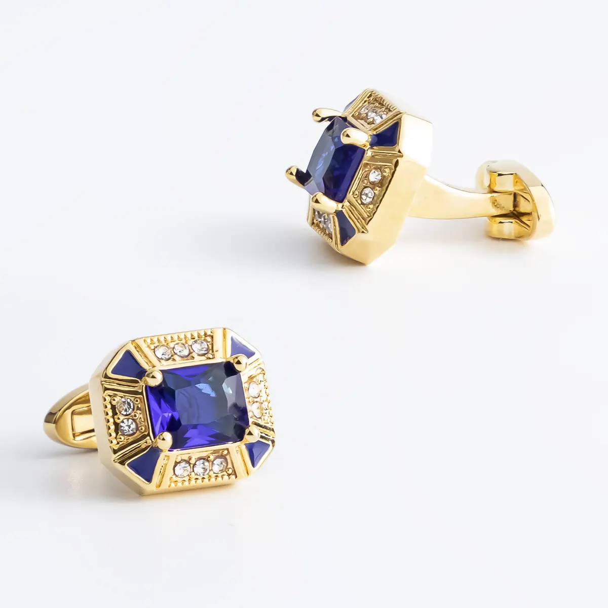 Luxury Golden Plated Zircon Retro French Button...