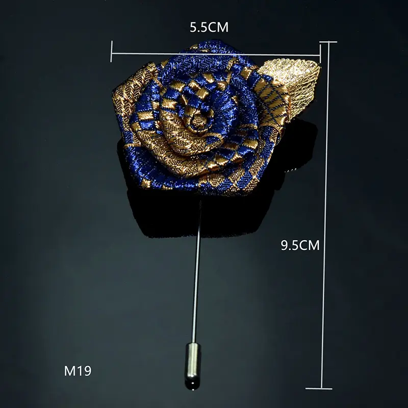 Manufacturer Fashion Mens Rose Fabric Flower Brooch Lapel Pin for Party Wedding Business BC-1086