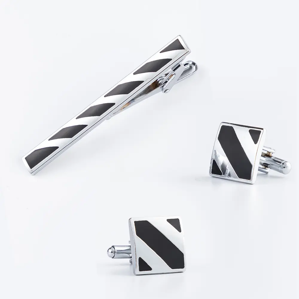 Top Selling Silver Plated Black Enamel Tie Clip...