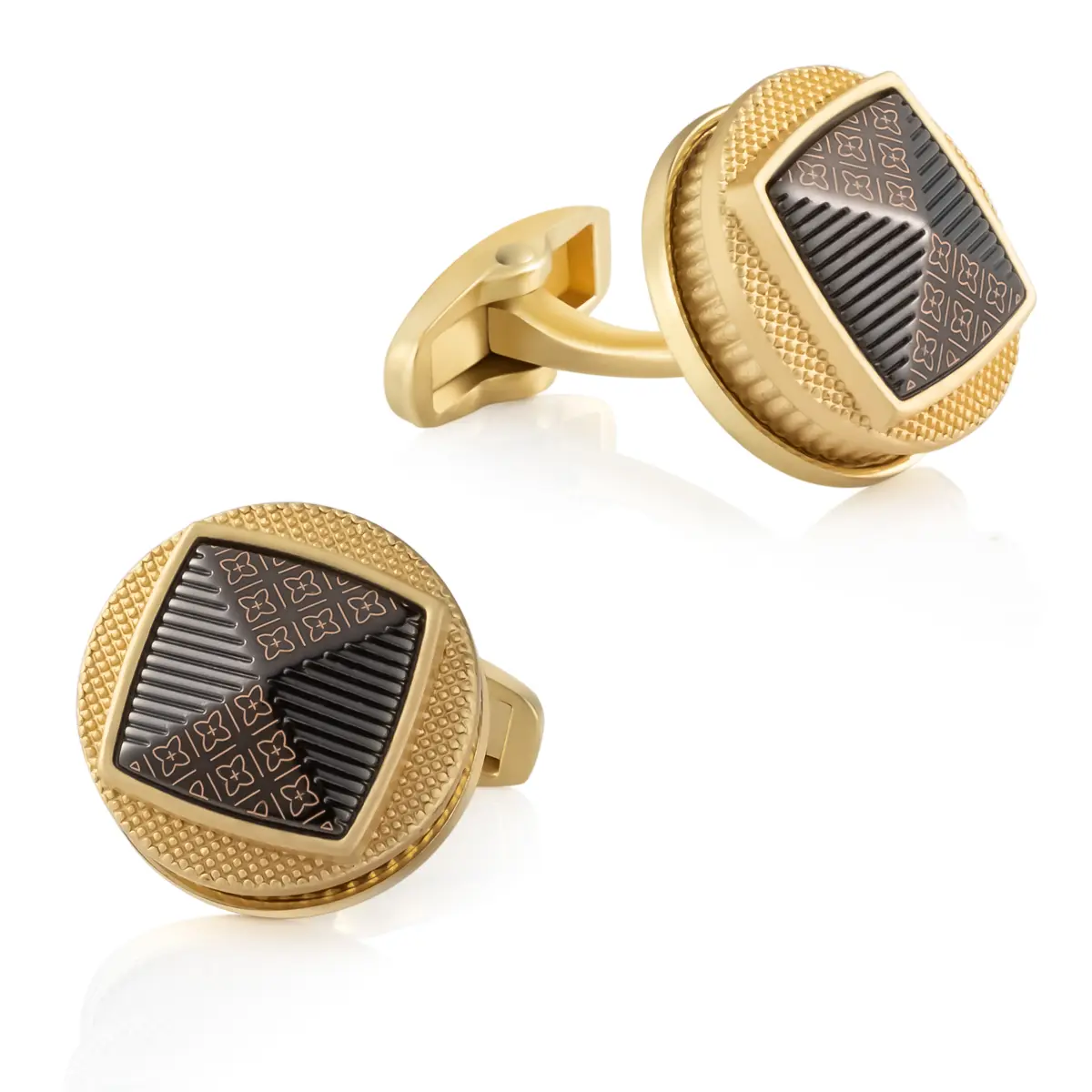 Round Shape 3D Pattern Design Black Golden Colo...