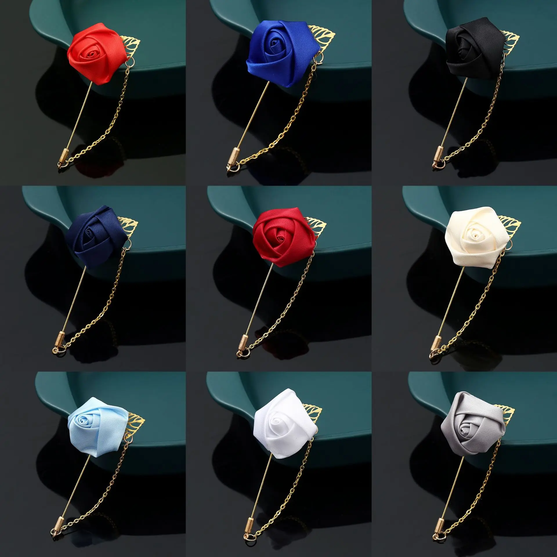Wholesale Custom Handcrafted Rose Flower Lapel Pin Brooch for Men's or Women's Suit Shirts BC-1015