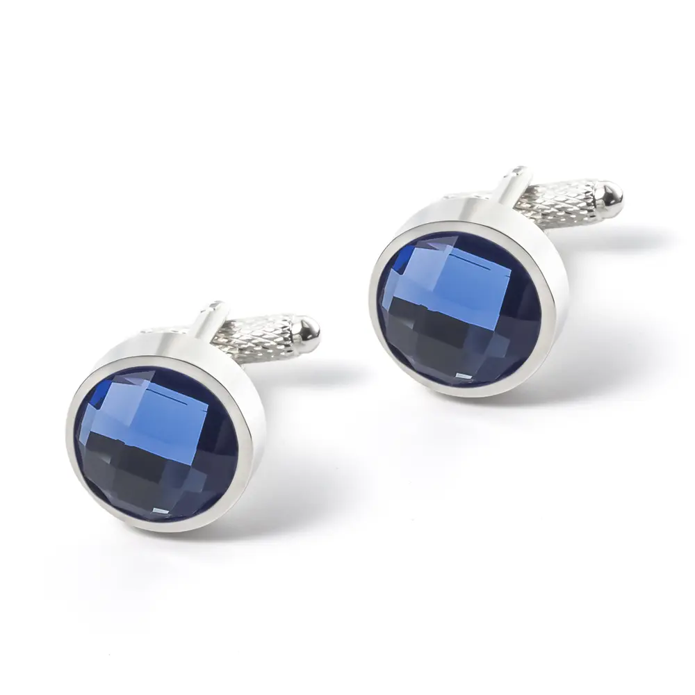 Men's Cufflinks Blue Eyes Gemstone Zirconia Cuf...