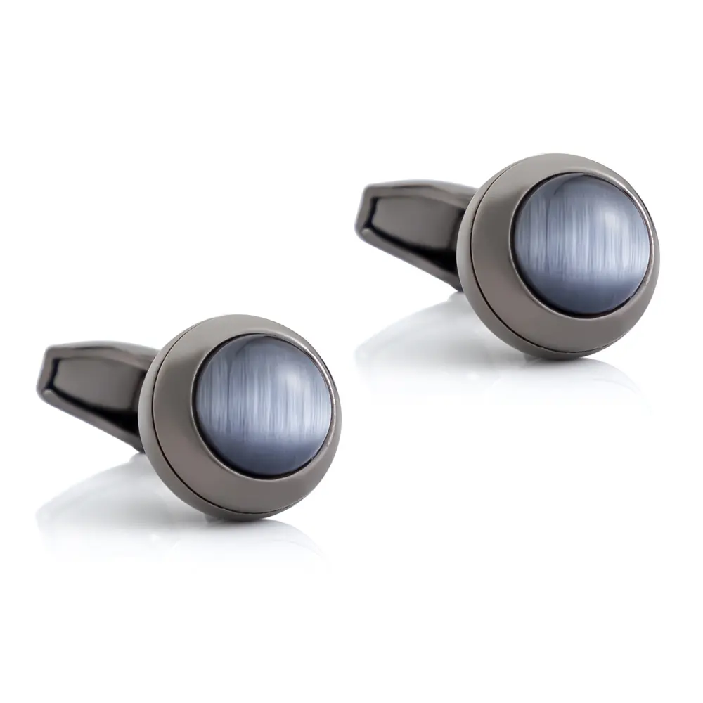 Black Cora Crystal Stone Cufflinks Elegance Des...