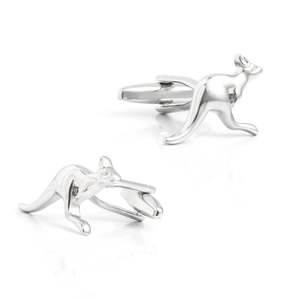 Personalised Silver Metal Cufflinks Kangaroo 3D...