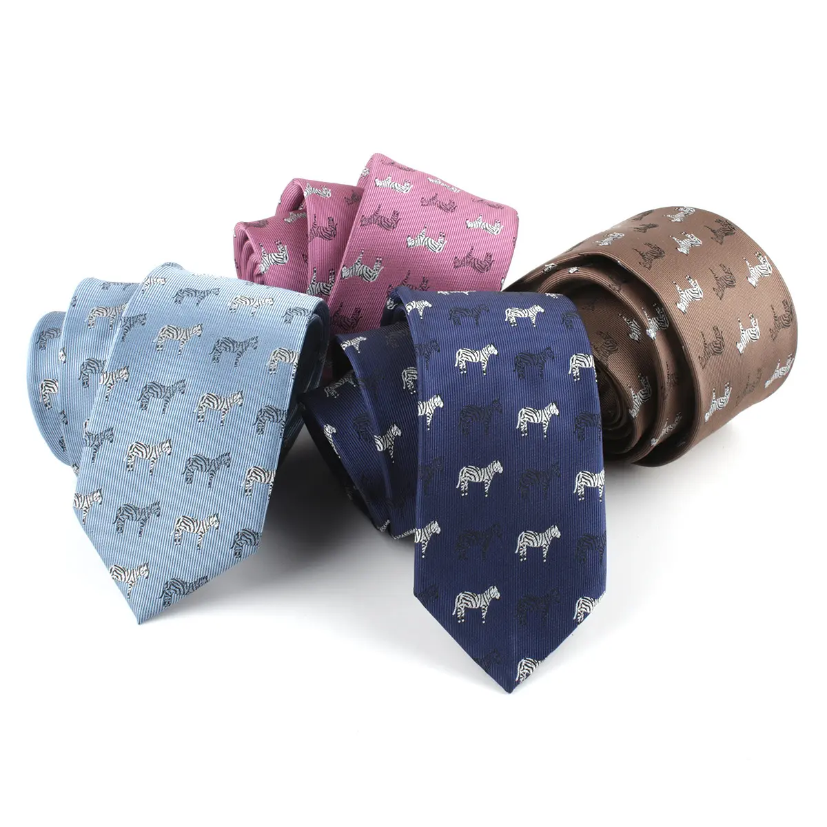 High Quality Animal Patterns Tie Navy Blue Colo...