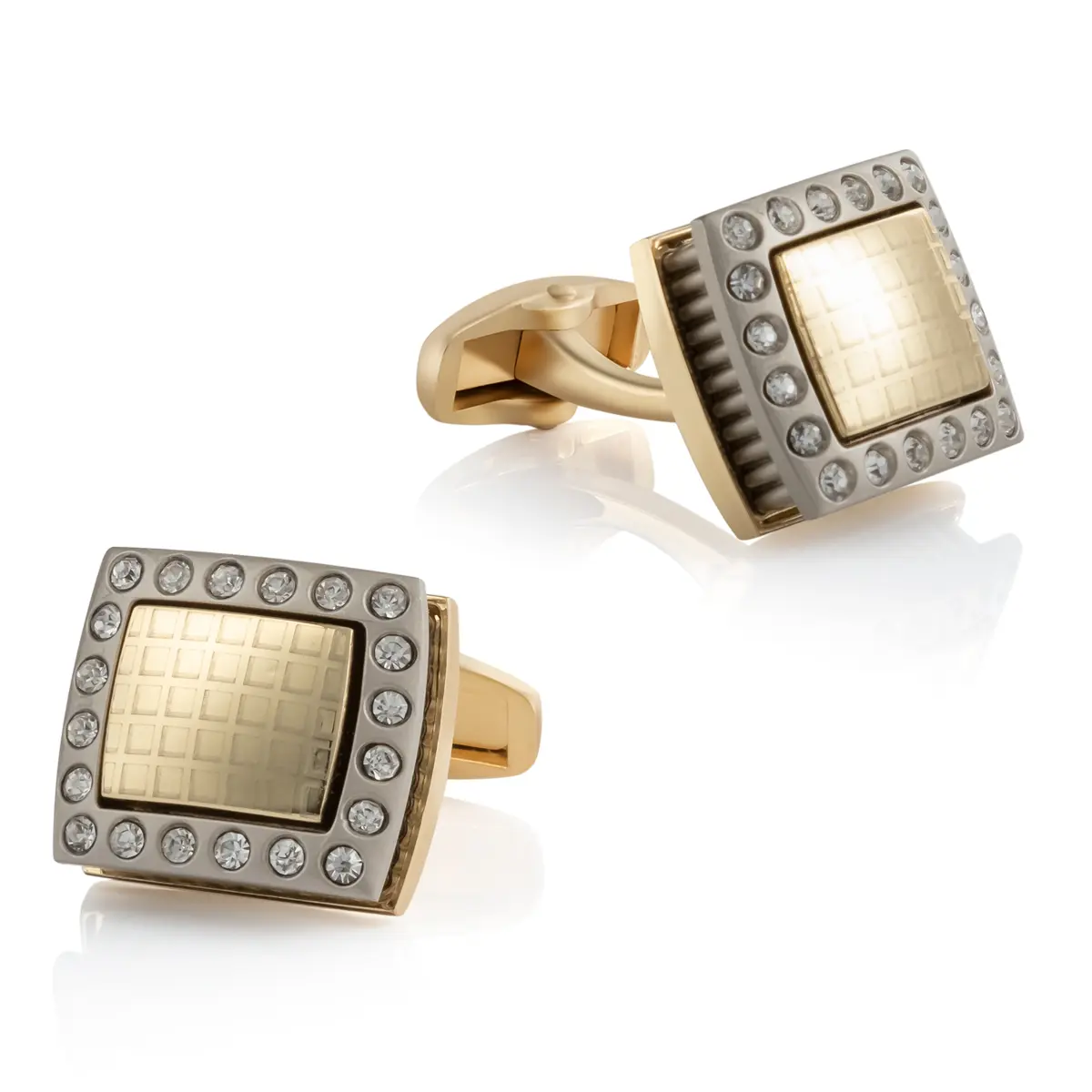 Classic Cube Design Diamond Rhinestone Men Cuff...