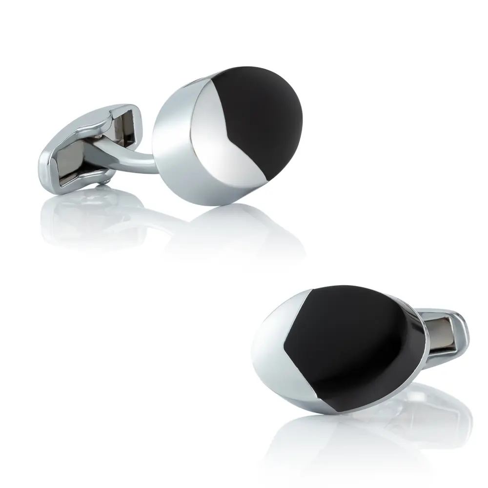Simple Fashion Black & Silver Curved Edge Cuffl...