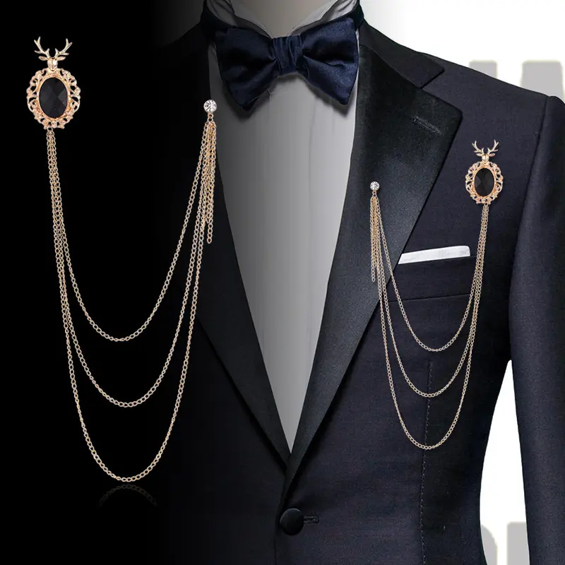 High Quality Men's Deer Head Brooch Suit Access...