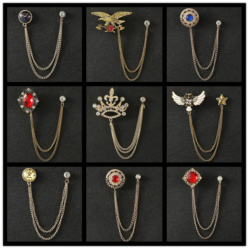 Fashion Brooches Stylish Crown Chain Brooch for All Occasions and Outfits BC-1010