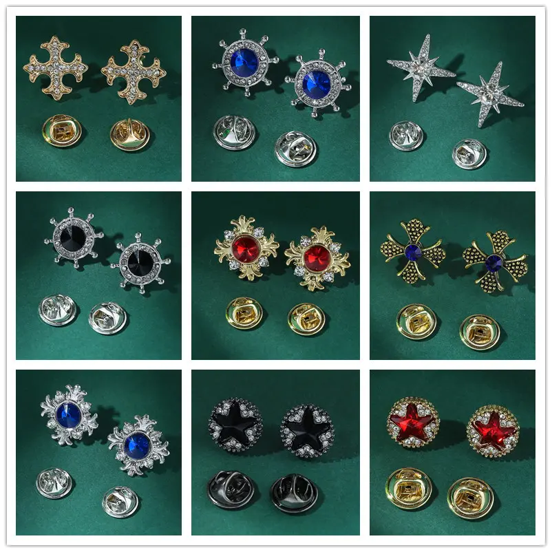 Men's Diamond Shirt Collar Pins Men Fashion Sui...