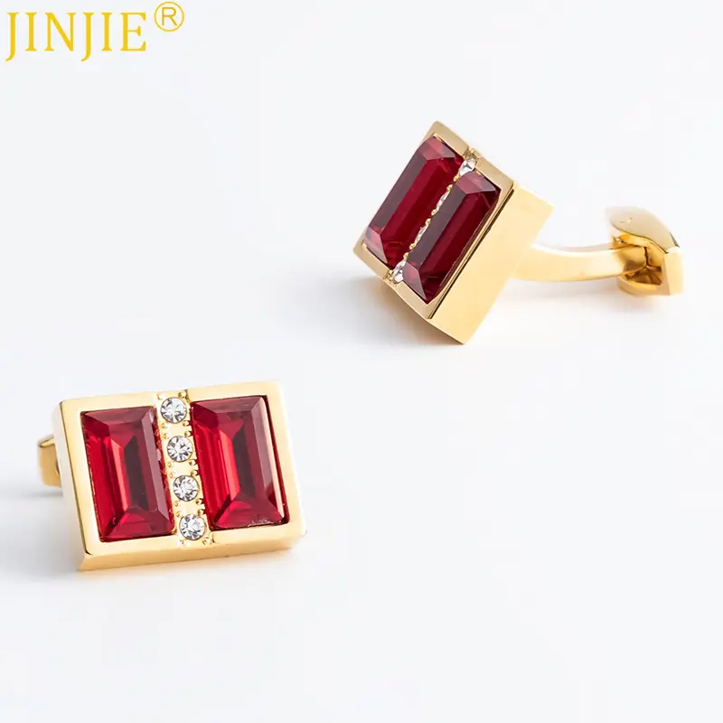 Wholesale Golden Plated Red Garnet Gemstone Cuf...