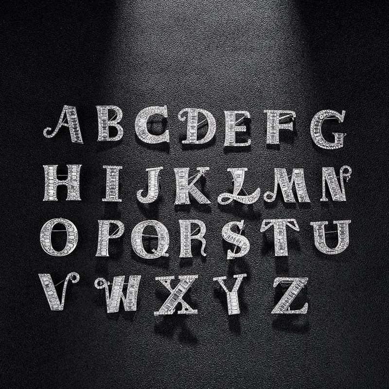 Factory Wholesale Alphabet Crystal Metal Letters Brooch Men Suit Shirt Pin Accessories BC-1066