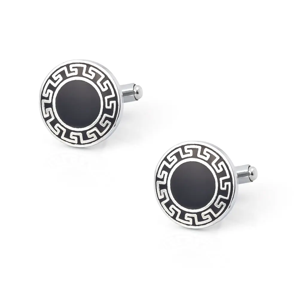 Men Vintage Silver Plated Enamel Black Designer...