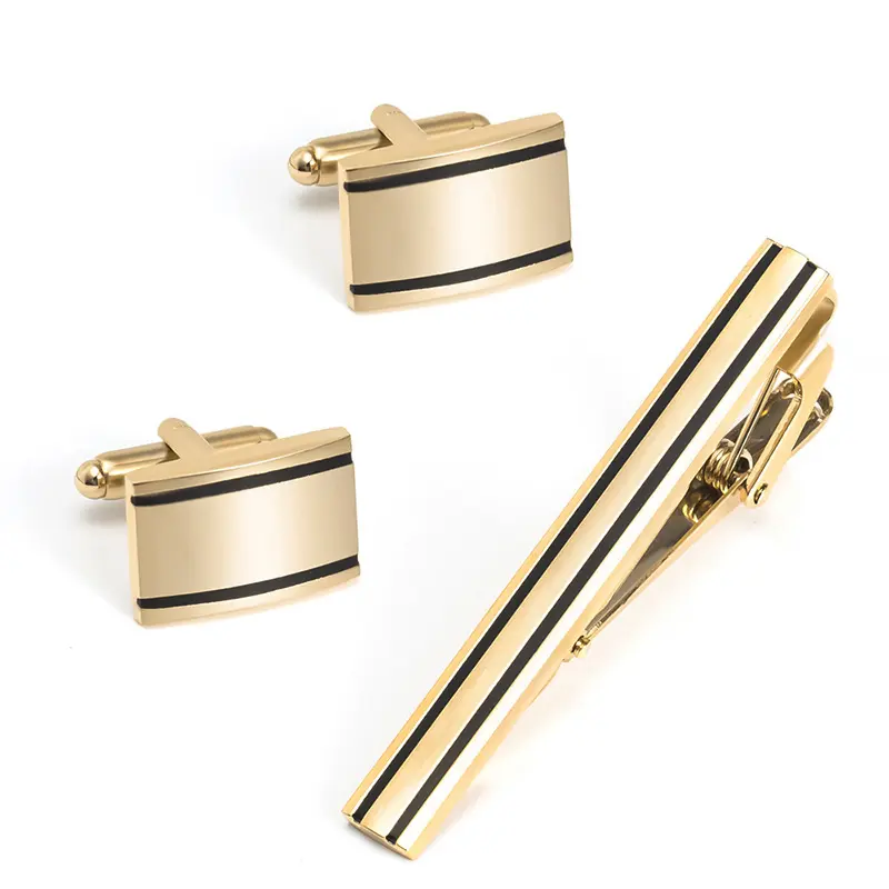 Gold Black Stripe Smooth Enamel Brushed Fashion...