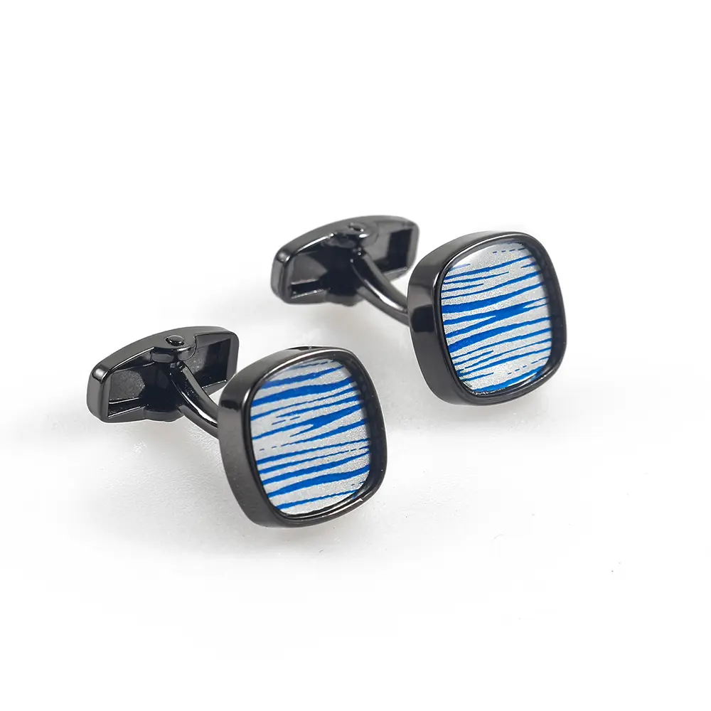 Low Price Mens Classic Blue Striped Square Cuff...