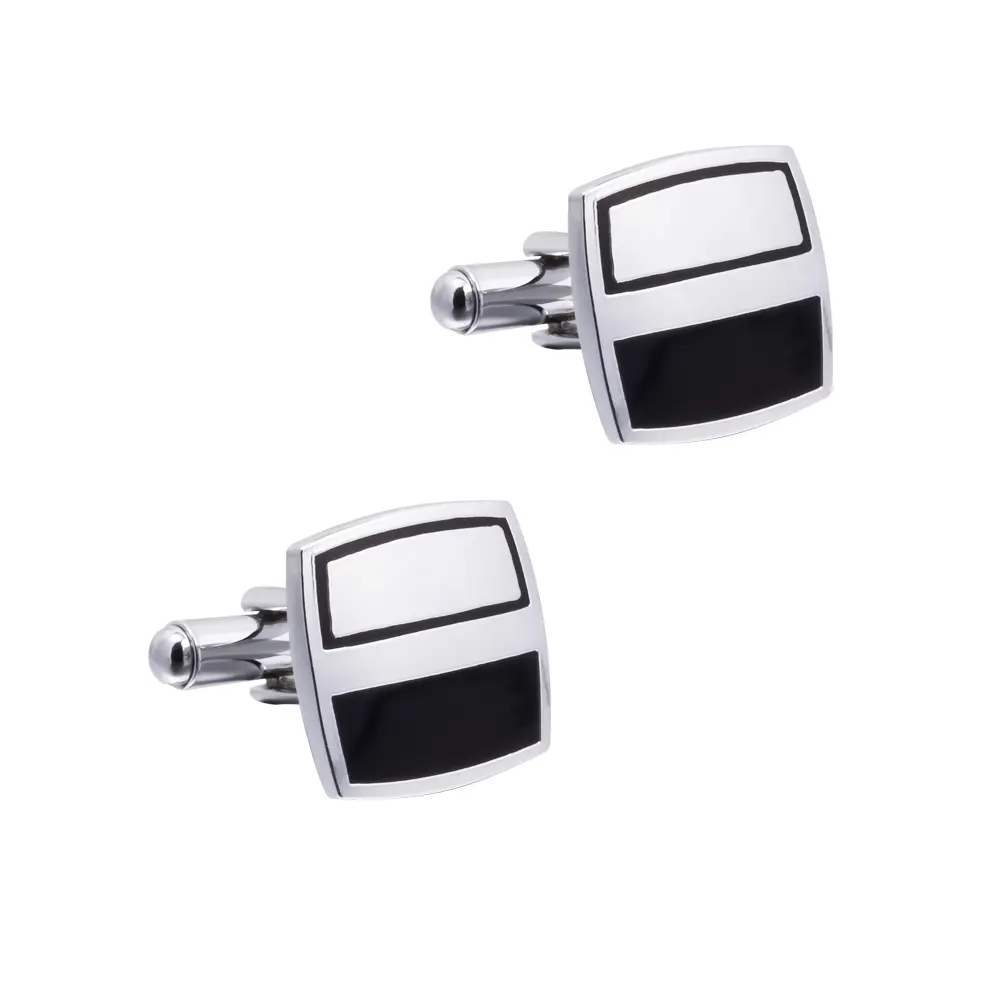Wholesale Cheap Silver And Black Enamel Color Material Cuff Links CC-Q229