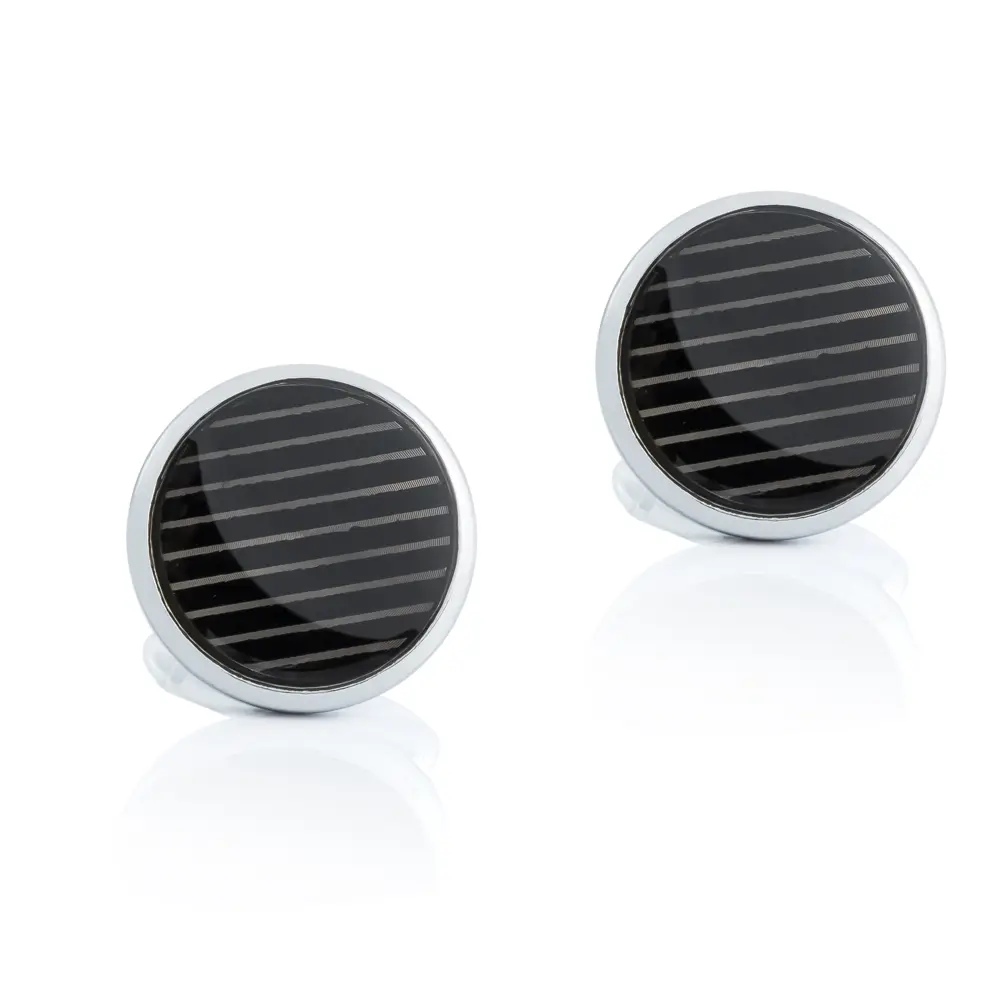 Factory French Copper Cufflinks Black Stripes S...