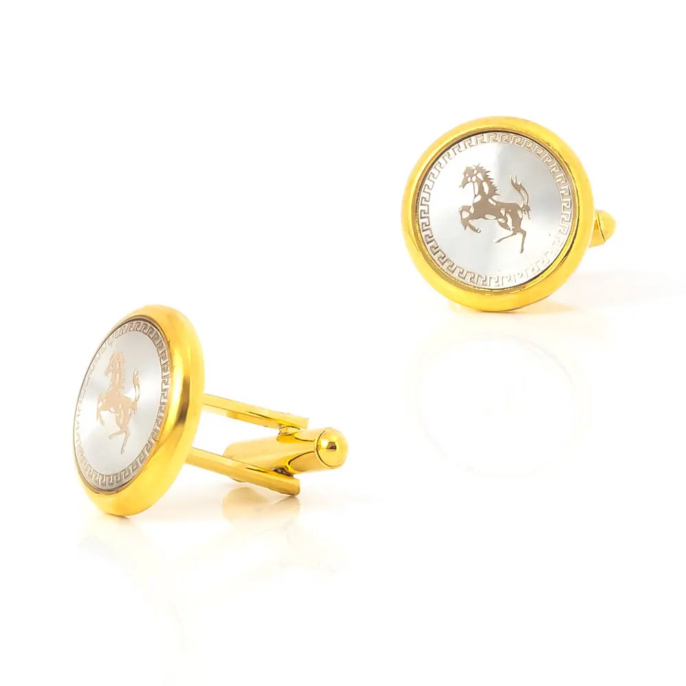 Melbourne Cup Racing Horse Gold Logo Pattern Cufflinks for Men Gifts