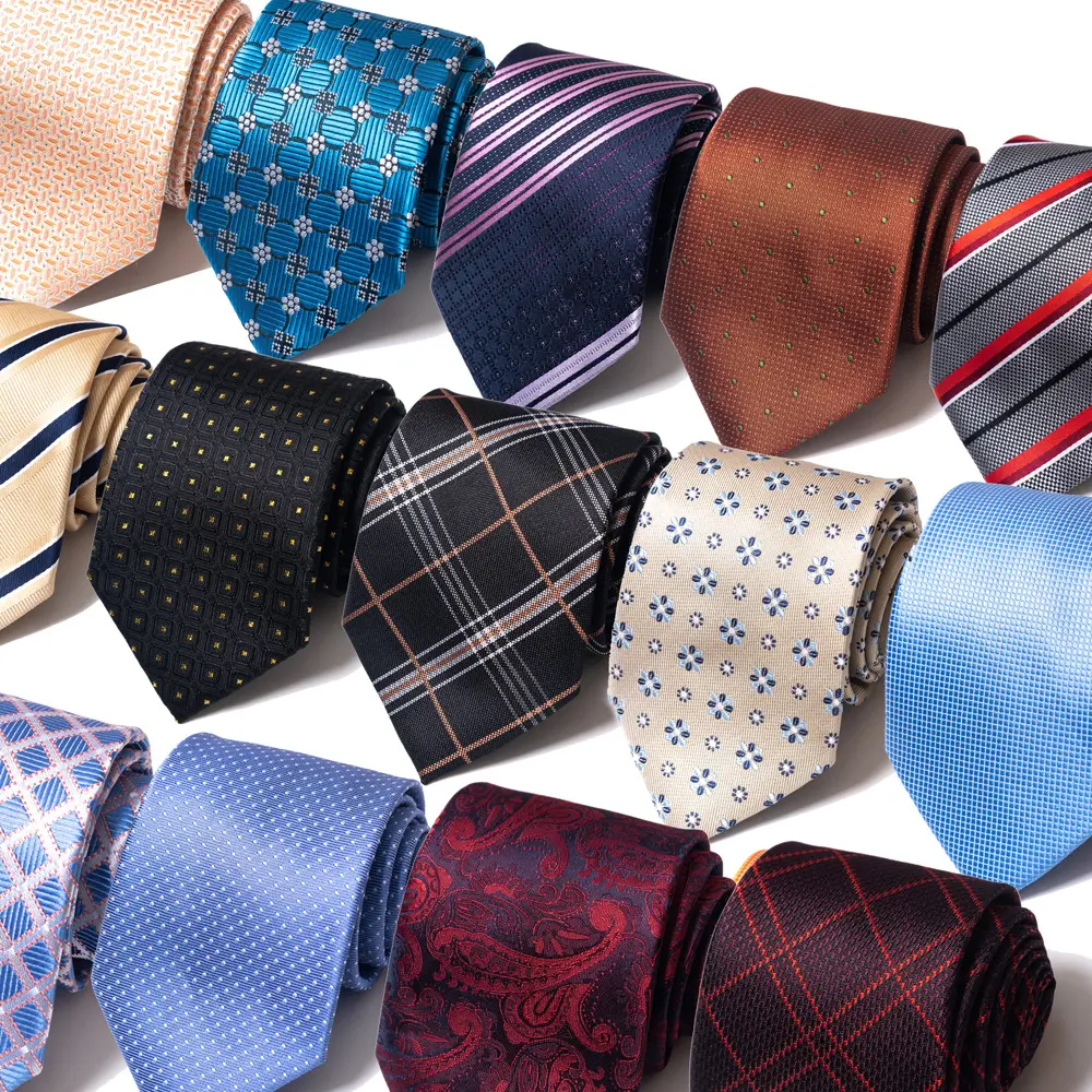 Wholesale New 58 Colors Men's Business Formal Ties Polyester Groom Wedding 8CM Stripes Neck Ties HK8-12615